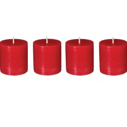Set 4 Velas Rústicas Rojas 4.5Cm