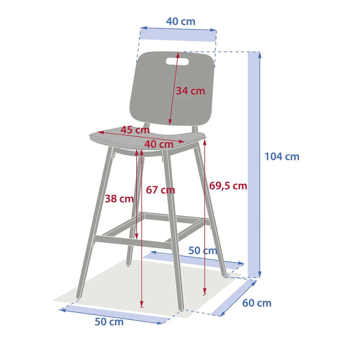 Silla alta TERZANO argile de aluminio