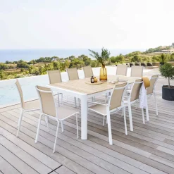 Silla apilable AXANT de aluminio beige