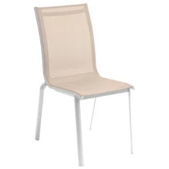 Silla apilable AXANT de aluminio beige