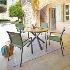 Silla apilable ESSENTIA verde de aluminio