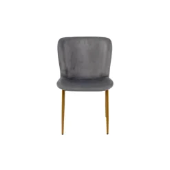 Silla Gio Gris De Terciopelo Con Patas De Metal