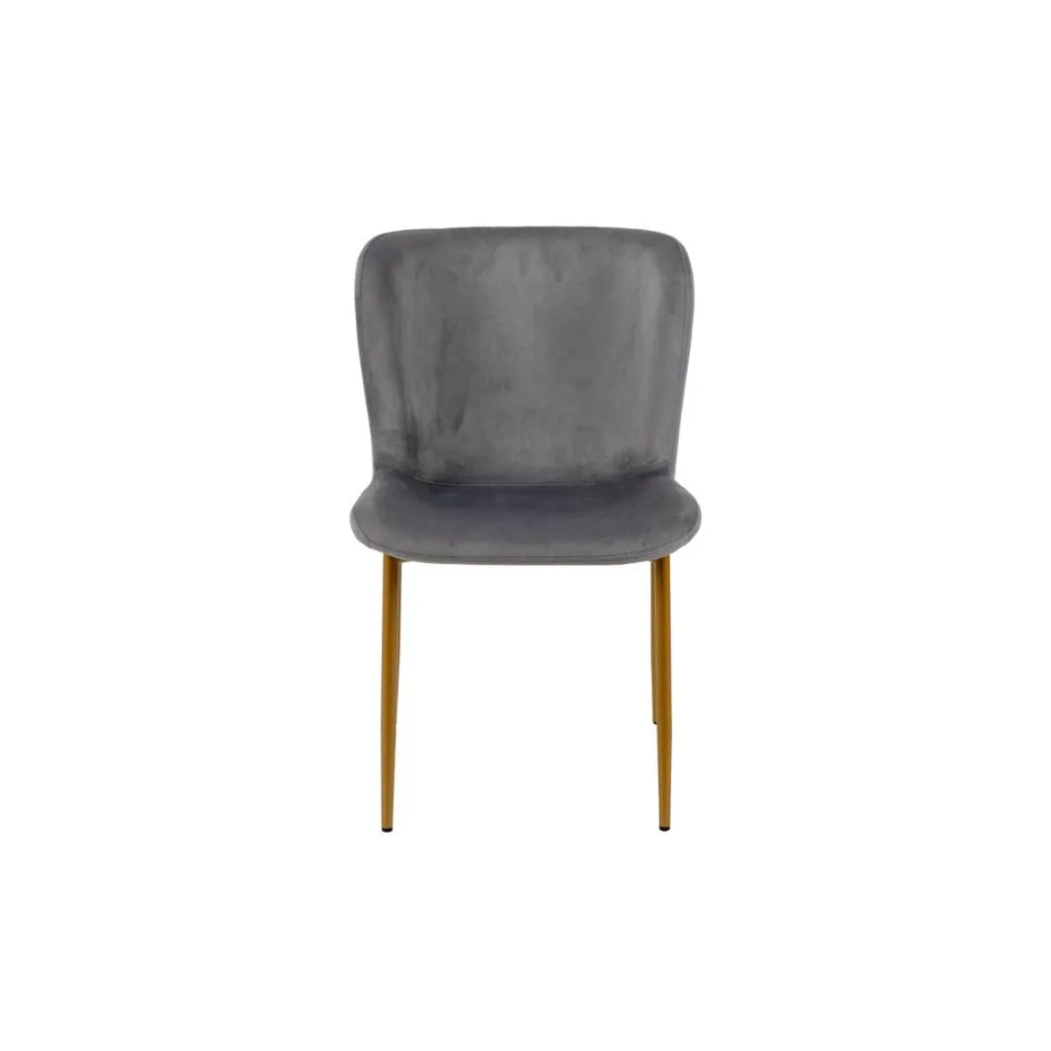 Silla Gio Gris De Terciopelo Con Patas De Metal