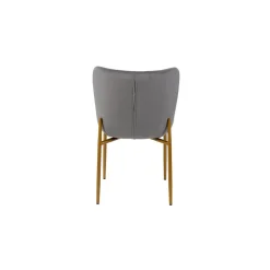 Silla Gio Gris De Terciopelo Con Patas De Metal