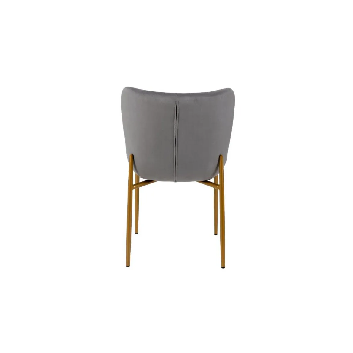 Silla Gio Gris De Terciopelo Con Patas De Metal