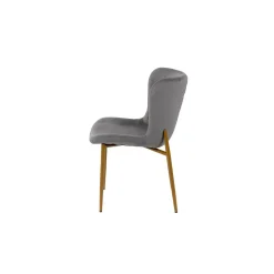 Silla Gio Gris De Terciopelo Con Patas De Metal