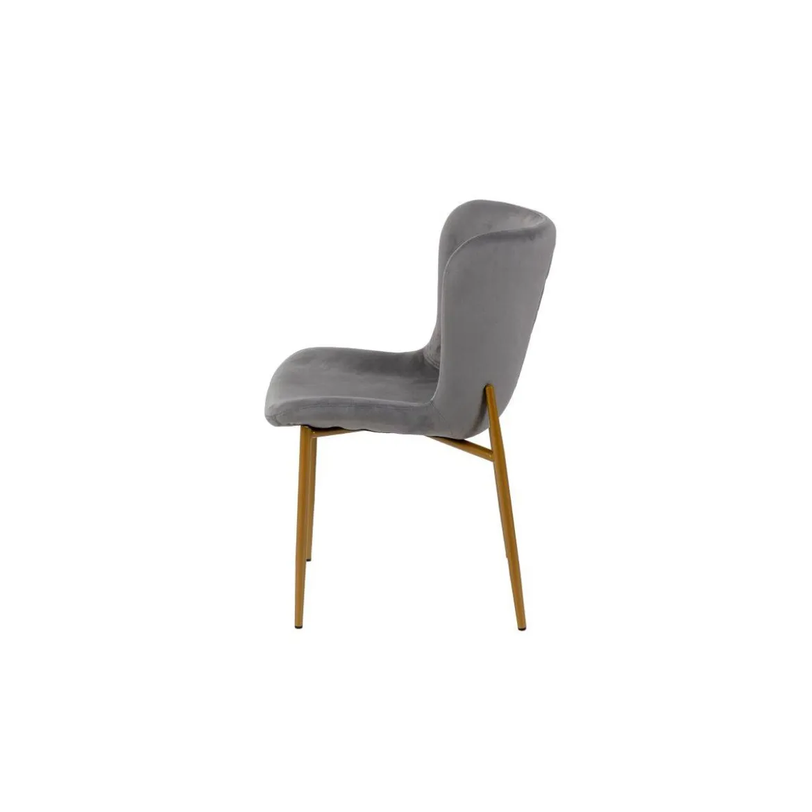 Silla Gio Gris De Terciopelo Con Patas De Metal