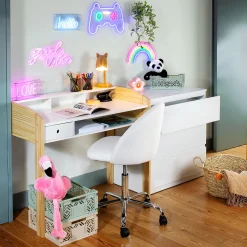 Silla para escritorio GEOS blanca de terciopelo