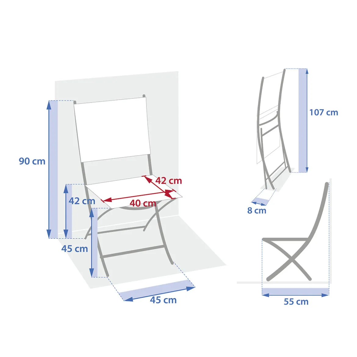 Silla plegable ESSENTIA de aluminio