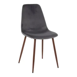 Silla ROKA terciopelo gris ardosia patas marrones