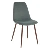 Silla ROKA terciopelo verde celadón patas marrones