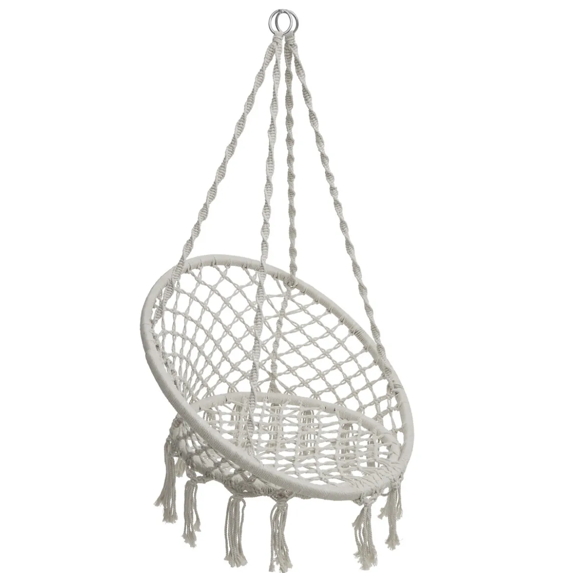 Sillón colgante PLUMAYA de macramé beige