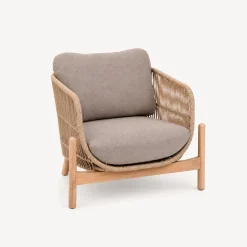 Sillón DEONA gris pardo de madera de acacia