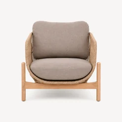 Sillón DEONA gris pardo de madera de acacia