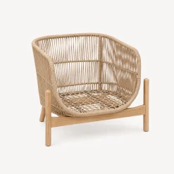 Sillón DEONA gris pardo de madera de acacia