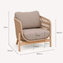 Sillón DEONA gris pardo de madera de acacia