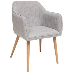 Sillón De Tela Gris Claro Con Patas Claras Visoca