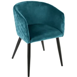 Sillón Marlo Azul Terciopelo 55x5x76Cm