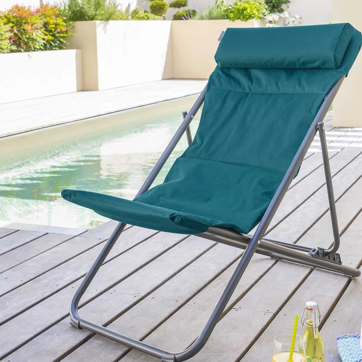 Sillón relax JUBBA azul canard y gris grafito