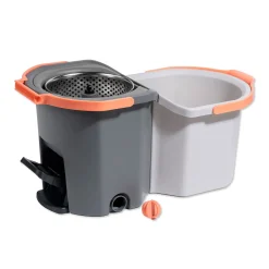 Sistema cubo doble con pedal y fregona giratoria