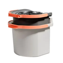 Sistema cubo doble con pedal y fregona giratoria