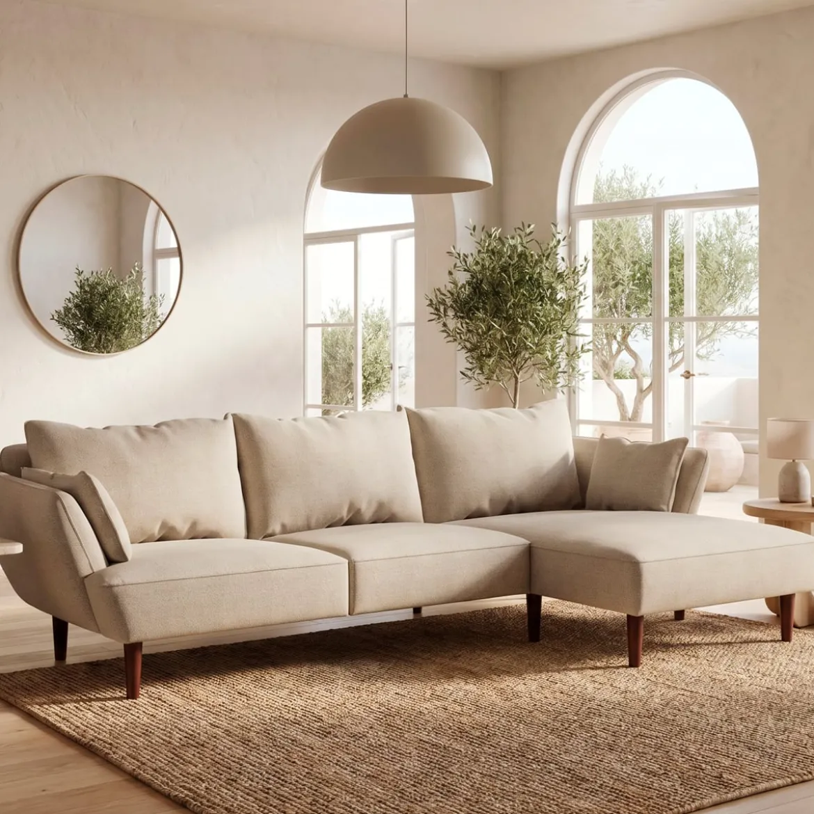 Sofá Bruges Beige Con Chaise Longue
