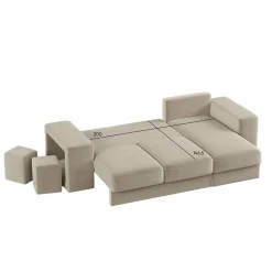 Sofá cama con chaise longue TRENTO beige