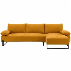 Sofá cama TOULOUSE con chaise longue ocre