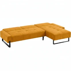 Sofá cama TOULOUSE con chaise longue ocre