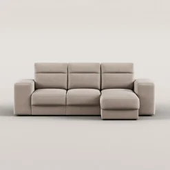 Sofá cama TRENTO taupe con chaise longue