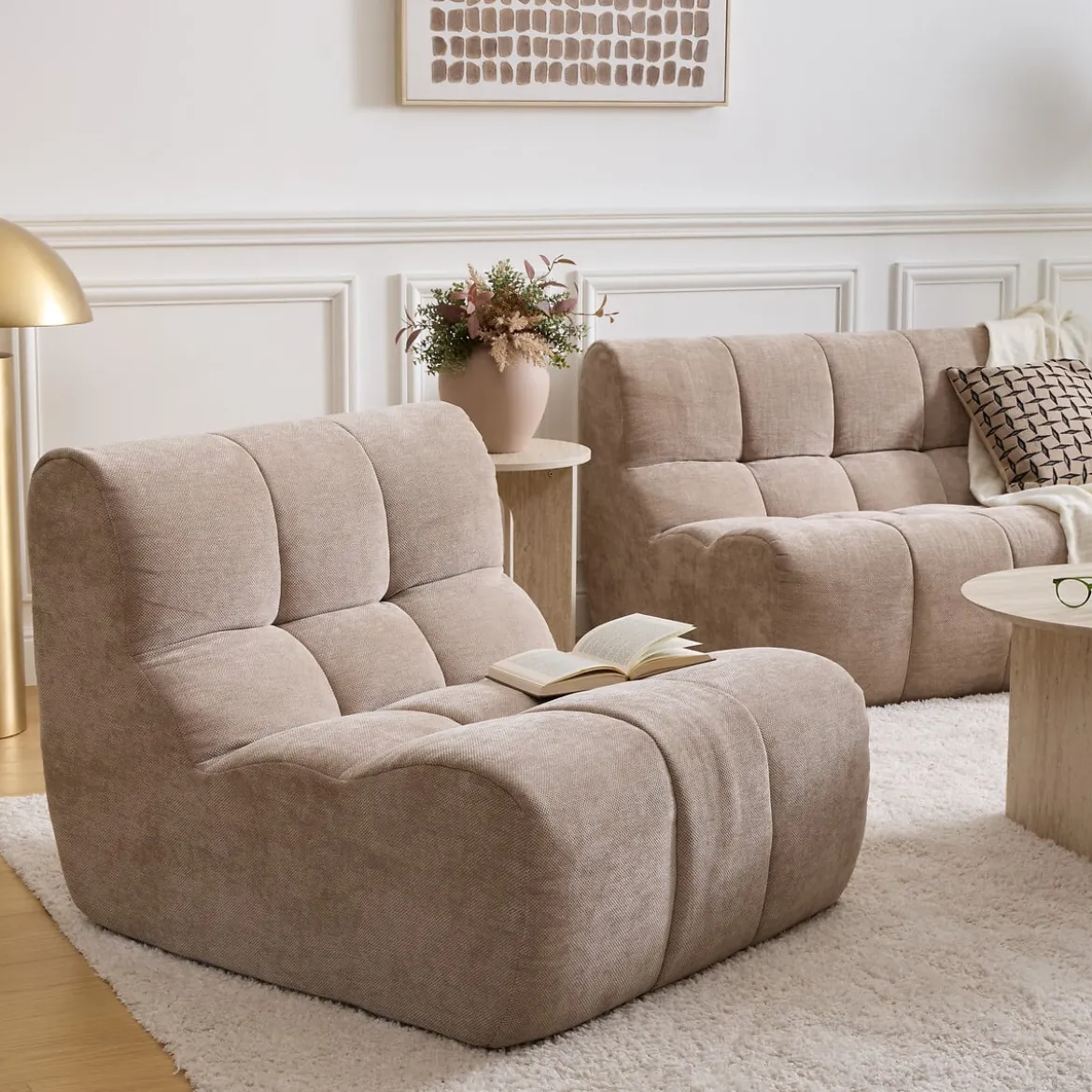 Sofá sin brazos de 1 plaza MIROA beige