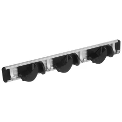 Soporte Aluminio P/3 Escobas C/4Ganchos
