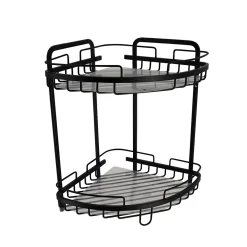Soporte De Ducha Negro Con 2 Baldas