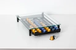 Soporte metálico negro para 60 cápsulas de café