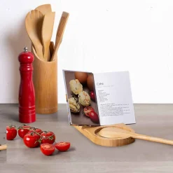 Soporte para cuchara y tapa de cocina de Bambú