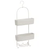 Soporte para ducha beige metálico con 2 ganchos