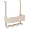 Soporte para ducha beige metálico con 4 ganchos