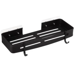 Soporte wc con adhesivo negro aluminio