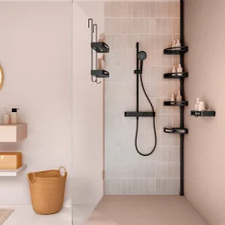 Soporte wc con 2 niveles negro de aluminio
