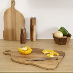 Tabla de cortar beige de madera de acacia