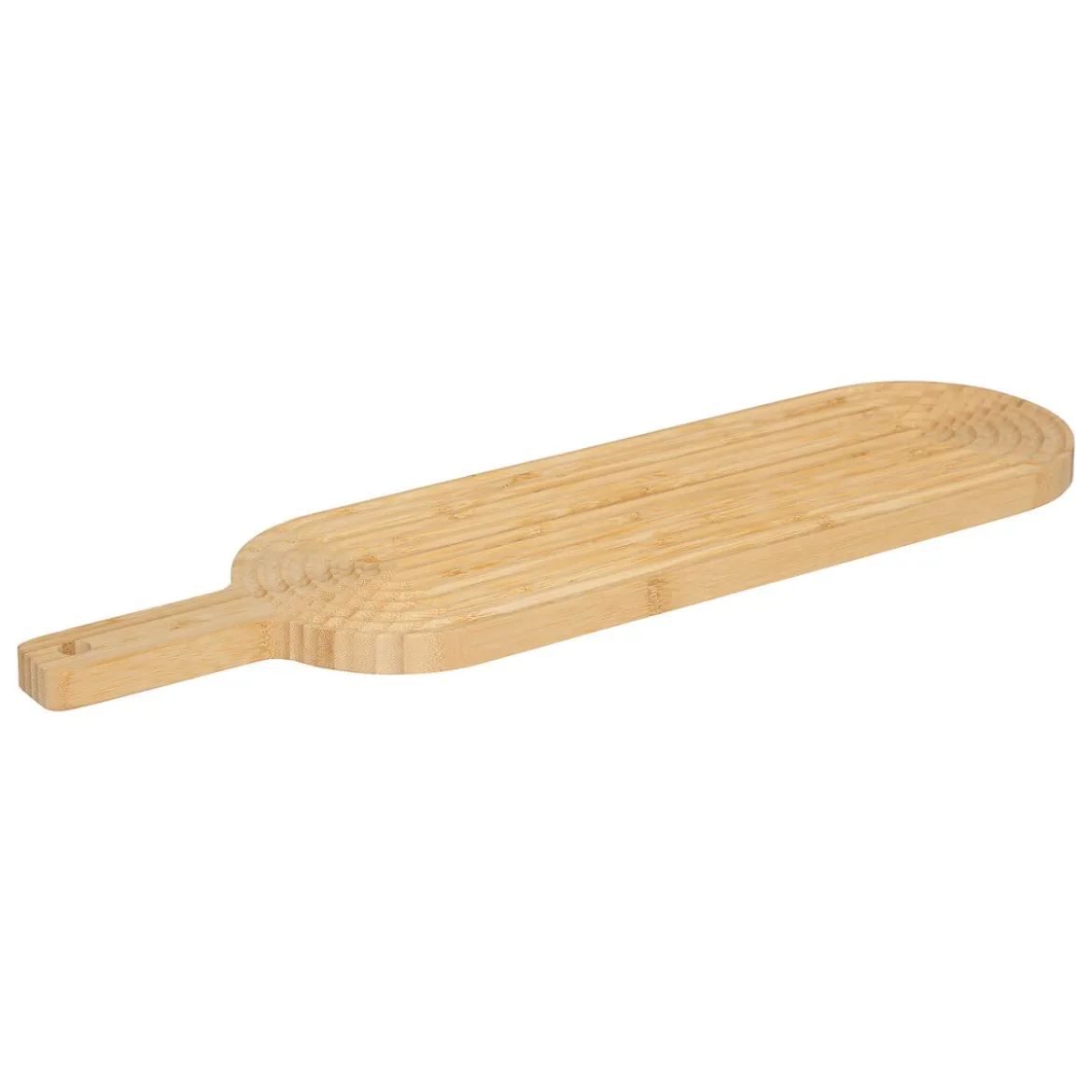 Tabla de cortar ovalada beige de bambú