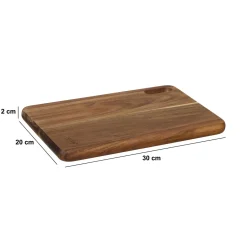 Tabla de cortar rectangular marrón de madera