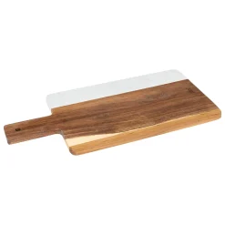 Tabla rectangular de madera de acacia y mármol