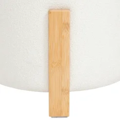 Taburete BANSA blanco con patas de bambú