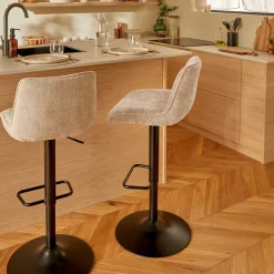 Taburete bar rectangular CIREA tela beige
