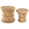 Taburete beige de bambú y cuerda 32Cm