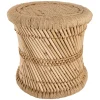 Taburete beige de bambú y cuerda 38cm