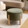 Taburete con almacenaje ELKI chenilla verde caqui
