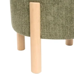 Taburete con almacenaje ELKI chenilla verde caqui