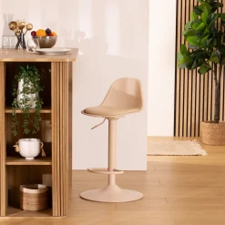 Taburete de bar regulable beige AIKO